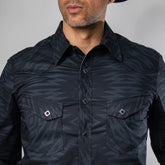 Camisa Rock&Roll MC Est Aztec Negro/Azul 059